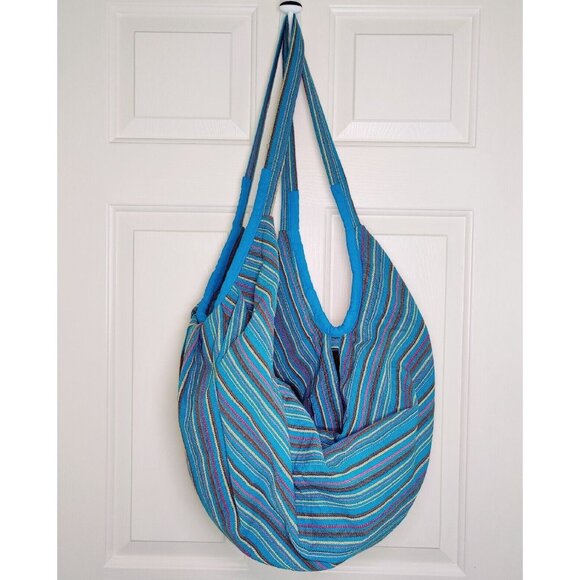 Tribe Azure Fair Trade Women's Banana Hobo Handmade Jacquard Tote Bag Boho - Picture 3 of 11